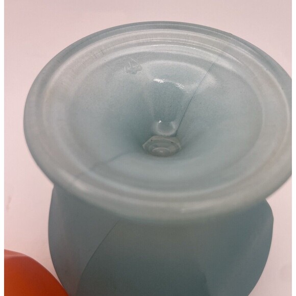 VTG Federal Glass Frosted Orange Glass Blue Dessert Pedestal Dishes MCM Set of 2 - Picture 7 of 8